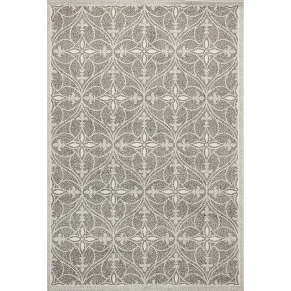 Homeroots 3 ft. 3 in. x 4 ft. 11 in. UV-Treated Polypropylene Grey Area Rug 353455 - main